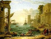 Claude Lorrain seaport with the embarkation of the queen of sheba oil painting